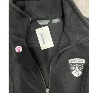 Eddie Bauer Womens Black Full-Zip Fleece Vest Veritas Crest Small NWT